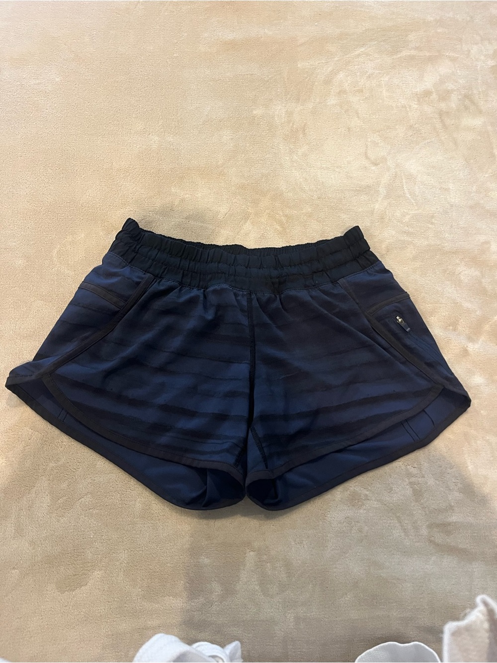 lululemon athletica Navy striped Athletic Shorts with Elastic Waist